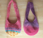 "Scrappy" & "Tropical Sunset" wool bags