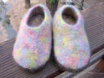Annabel's new felted slippers (with the yarn she dyed)