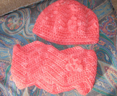 Flower ripple scarf & hat set