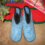 Felted slippers with hand-dyed wool for my baby sister
