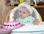 Annabel mesmerized by her birthday cake