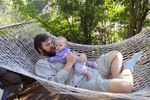 Annabel and Daddy out on the hammock