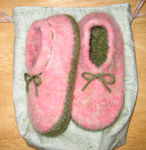 pink & green slippers (upper mottled pink was hand-dyed by Annabel)