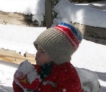 Isaac eating snow