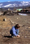 Nathan finding some cool rocks near the train tracks in Truckee