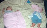 Annabel & Alli taking a nap on Aunt Jula's bed