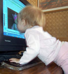 Kissing Lilly's picture on the computer screen