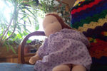 Annabel's first photo, of her baby doll!