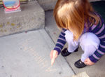 Drawing letters with chalk