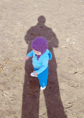 Walking in Daddy's shadow