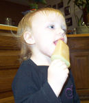 Annabel's first juice popsicle!