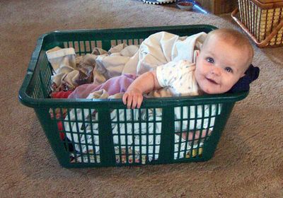 Helping Momma out with the laundry