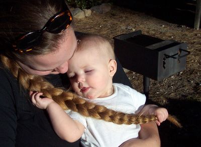 Annabel lovin' on Mommy's hair