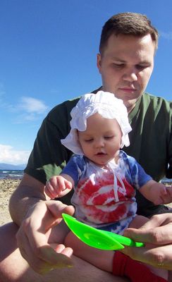 Daddy & Annabel on the beach (#1)