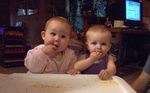 Alli & Annabel eating Rice Krispies