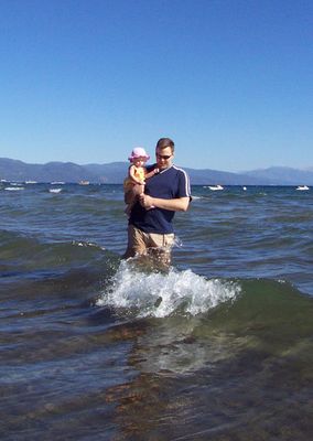 Wading in the whitecaps with Daddy