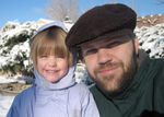 Annabel & Daddy in the backyard, the morning after the first snow of '06