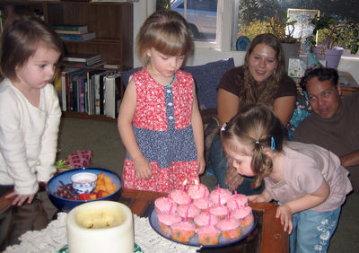 All the girls blowing out candles