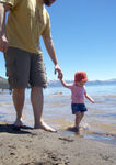 Walking with Daddy on the beach