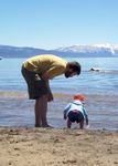 Inspecting the shoreline with Daddy