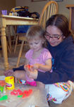 Playing with play-doh with Aunt Laura