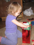 Opening a present from Tracy & Lilly