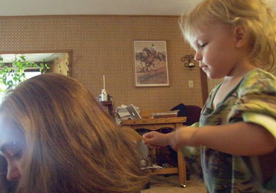Combing Mommy's hair