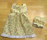 Green floral doll jumper with lace and matching panties