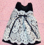 Black velvet and ivory lace doll dress