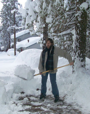 Shoveling snow on New Years Eve '04