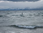 Someone surfing on the lake on Christmas Day