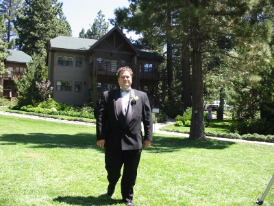 Jeremy, the best man, on the lawn